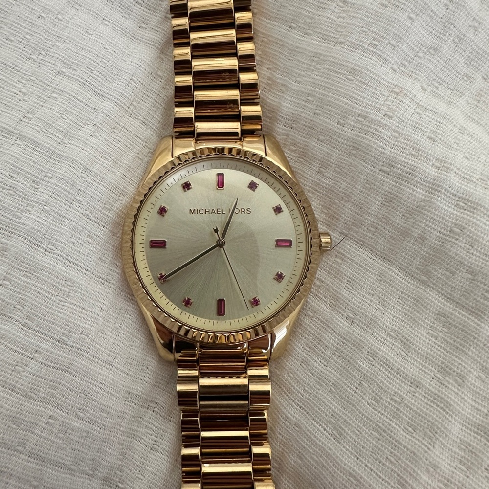Michael Kors Gold Watch with Red Accents - Picture 8 of 9
